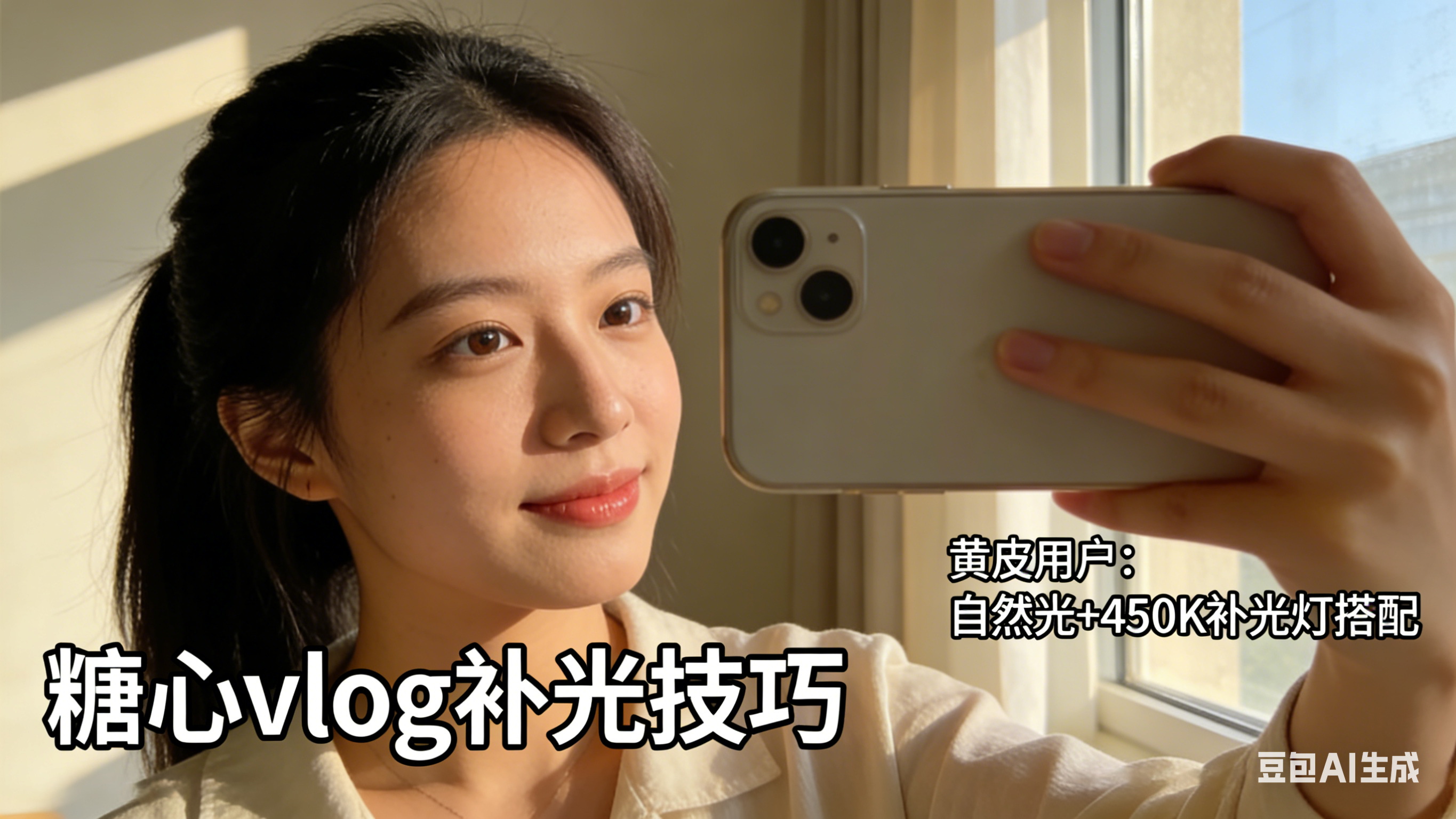 糖心vlog自拍 - 4500K补光技巧，黄皮用户自然光+补光灯搭配